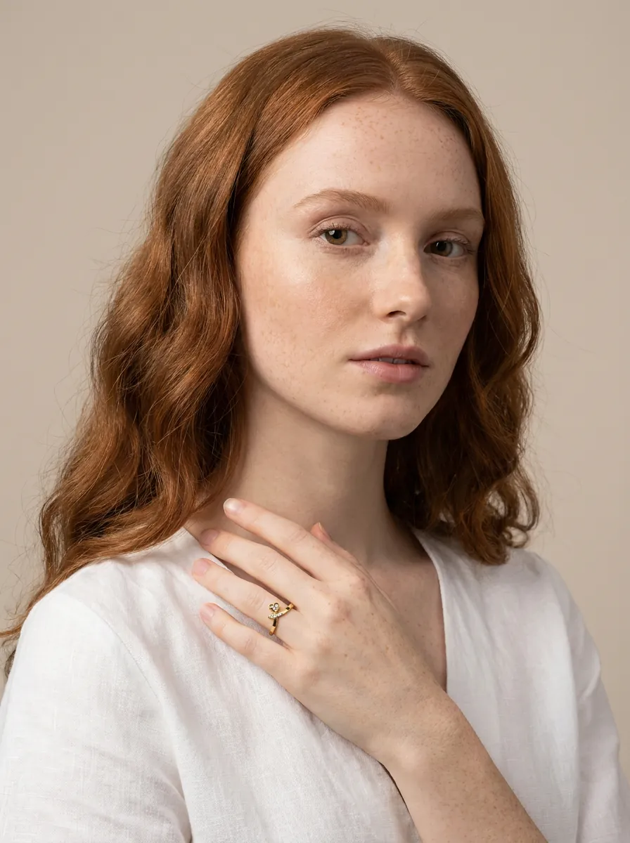 Diamond Heart Chevron Ring R00842 — 18K gold ring by RUT GOLD — view 3