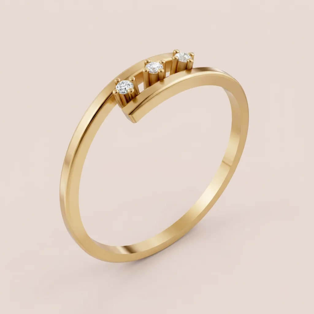Diamond Trio Wave Ring R00843 — 18K gold ring by RUT GOLD