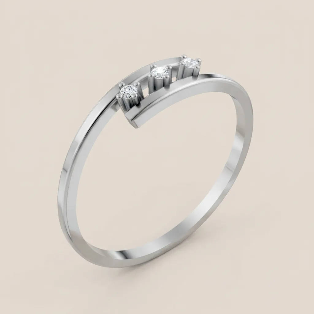Diamond Trio Wave Ring R00843 — 18K gold ring by RUT GOLD — view 3