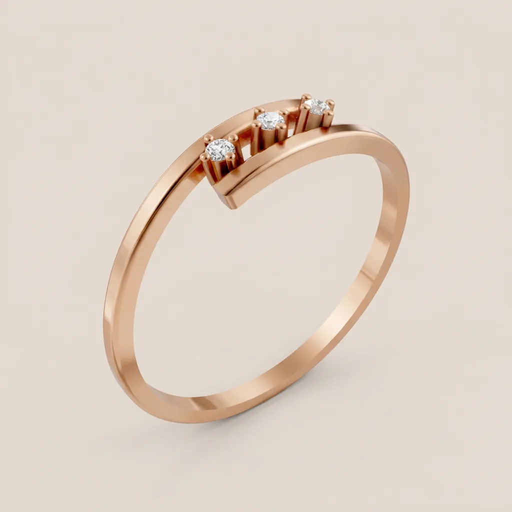 Diamond Trio Wave Ring R00843 — 18K gold ring by RUT GOLD — view 4