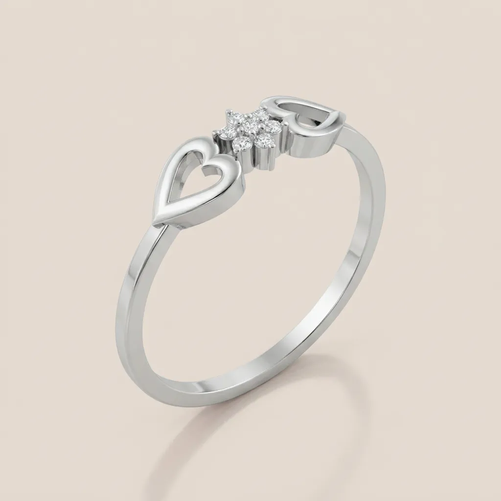 Heart & Diamond Cluster Ring R00844 — 18K gold ring by RUT GOLD