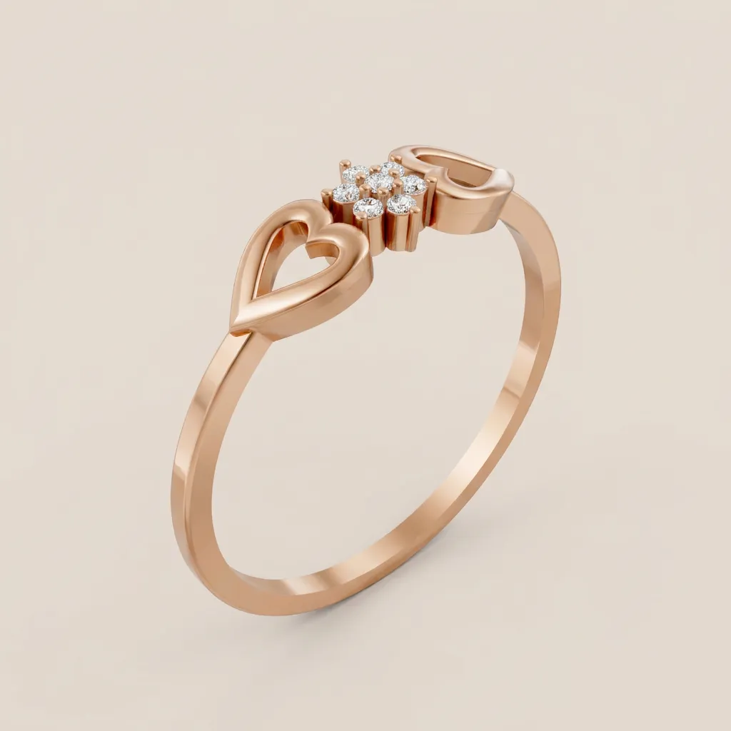 Heart & Diamond Cluster Ring R00844 — 18K gold ring by RUT GOLD — view 5