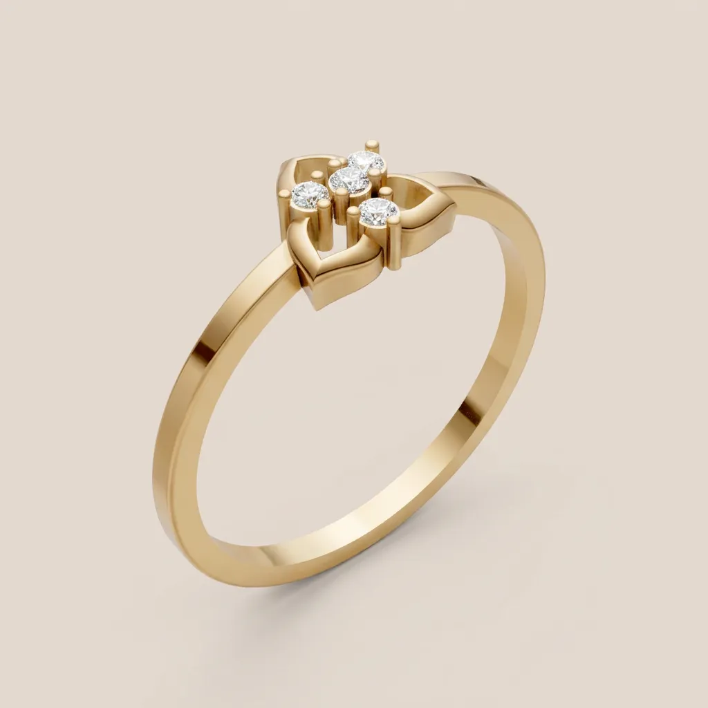 Diamond Heart Cluster Ring R00845 — 18K gold ring by RUT GOLD