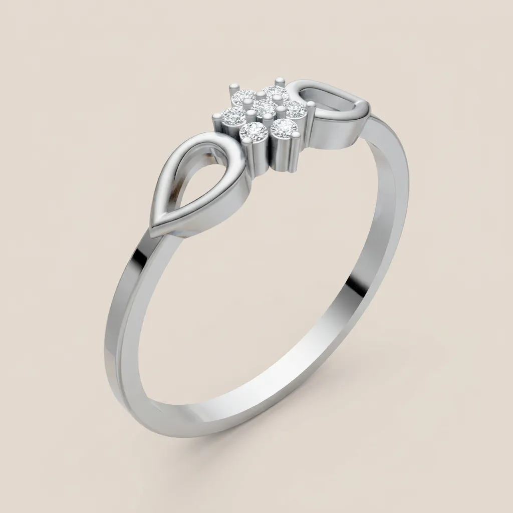 Teardrop & Diamond Cluster Ring R00846 — 18K gold ring by RUT GOLD — view 4