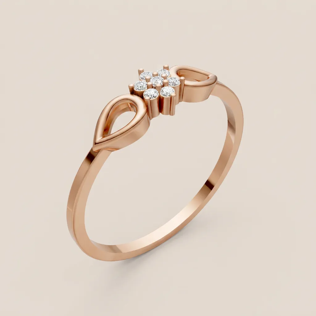 Teardrop & Diamond Cluster Ring R00846 — 18K gold ring by RUT GOLD — view 5