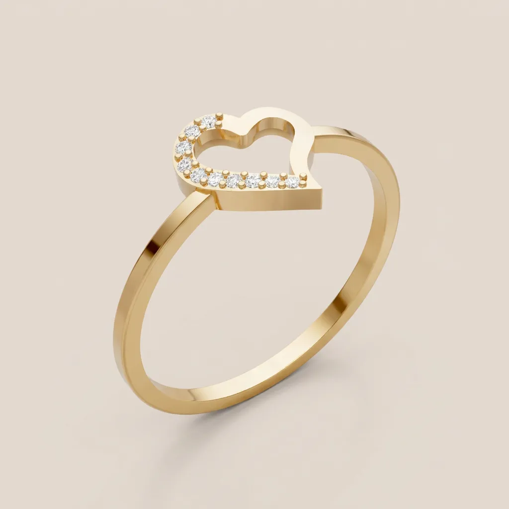 Diamond Open Heart Pavé Ring R00847 — 18K gold ring by RUT GOLD