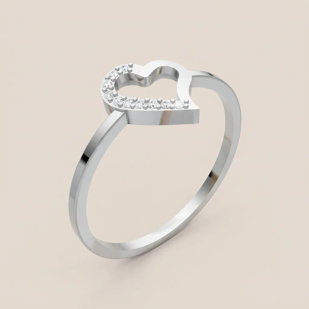 Diamond Open Heart Pavé Ring R00847 — 18K gold ring by RUT GOLD — view 4