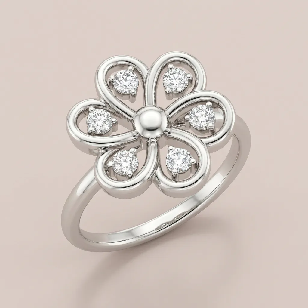 Filigree Diamond Flower Statement Ring R00848 — 18K gold ring by RUT GOLD
