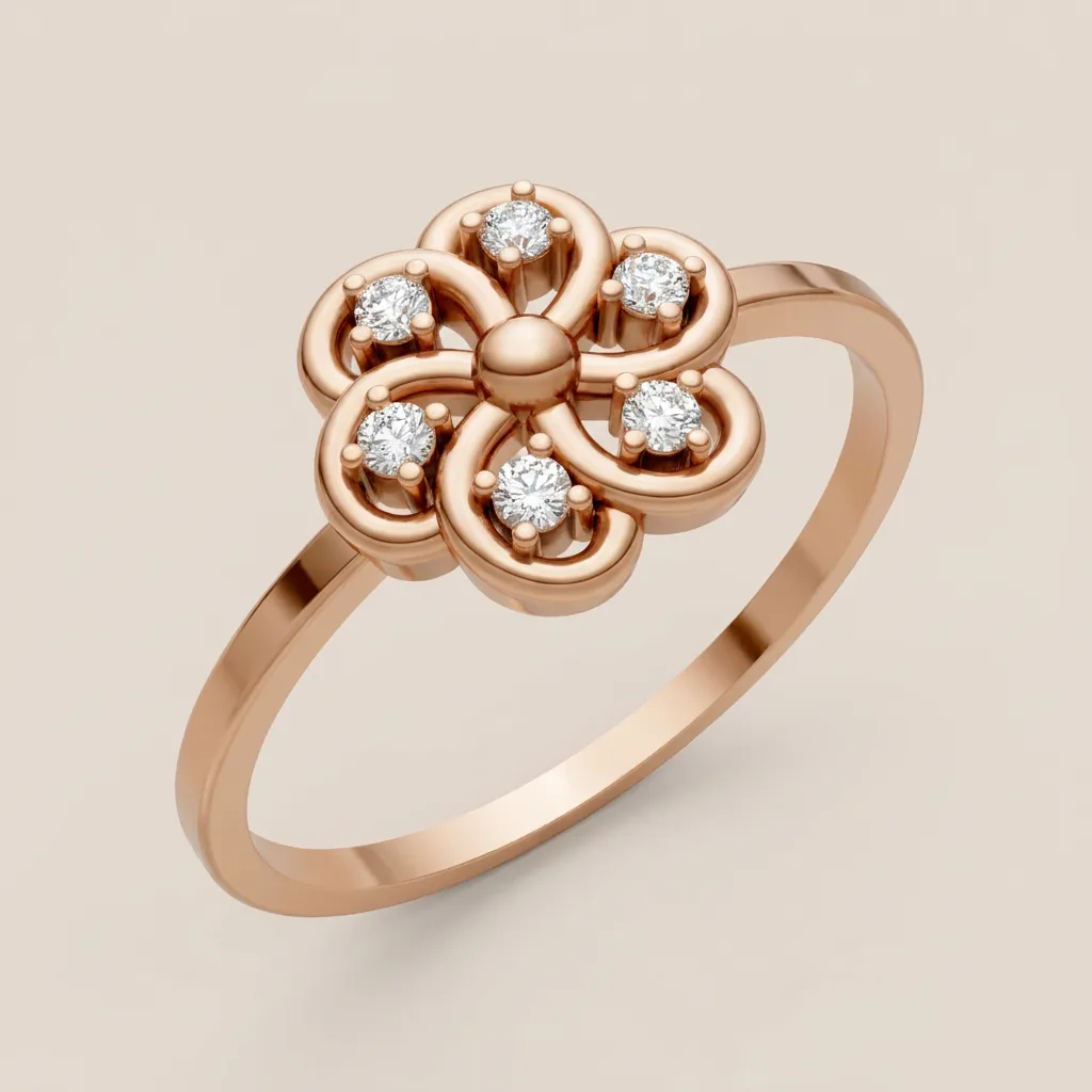 Filigree Diamond Flower Statement Ring R00848 — 18K gold ring by RUT GOLD — view 5