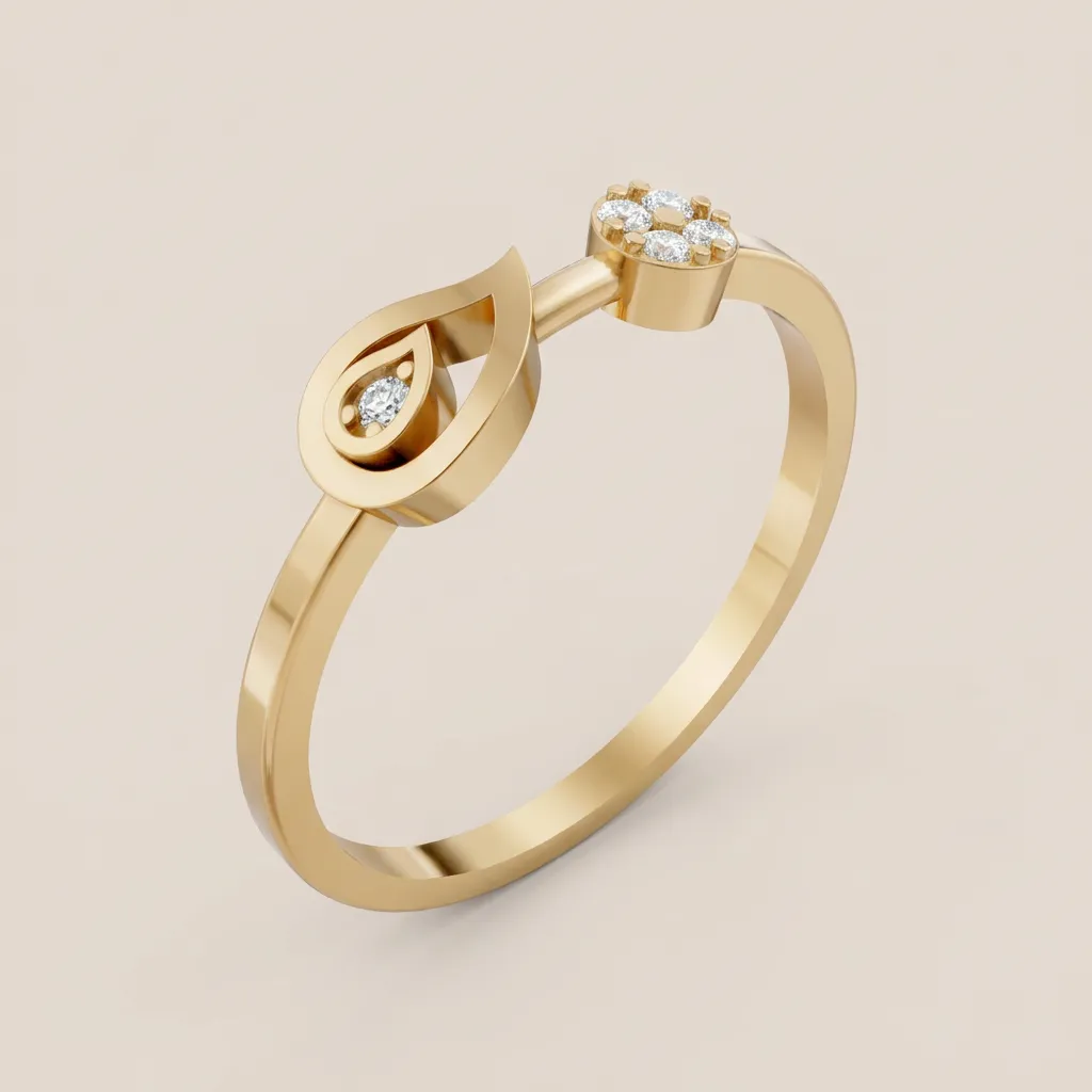 Diamond Teardrop Cluster Ring R00849 — 18K gold ring by RUT GOLD