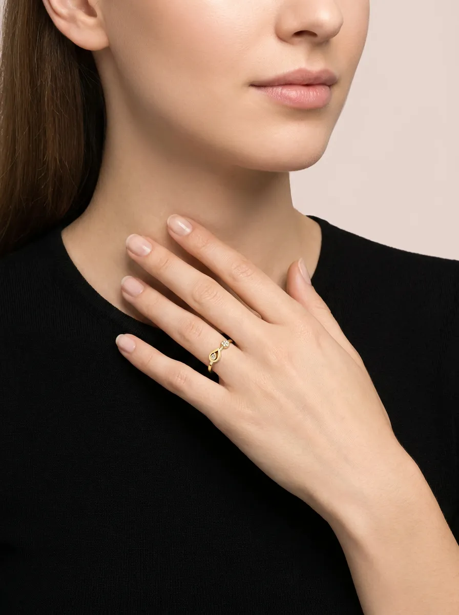 Diamond Teardrop Cluster Ring R00849 — 18K gold ring by RUT GOLD — view 3