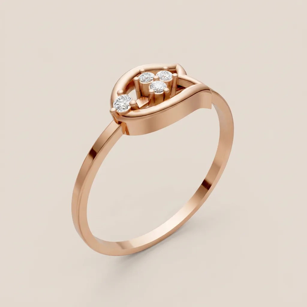 Diamond Cluster Heart Ring R00852 — 18K gold ring by RUT GOLD — view 4