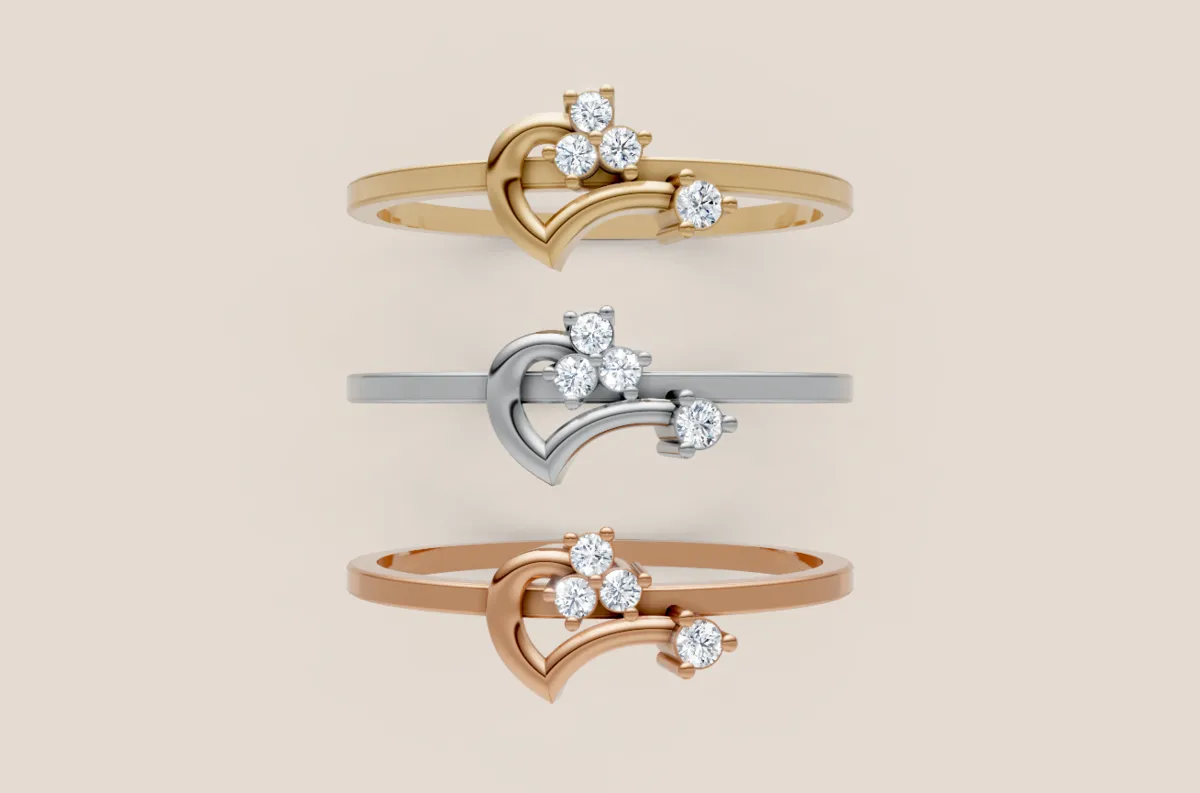 Diamond Heart Swirl Ring R00853 — 18K gold ring by RUT GOLD
