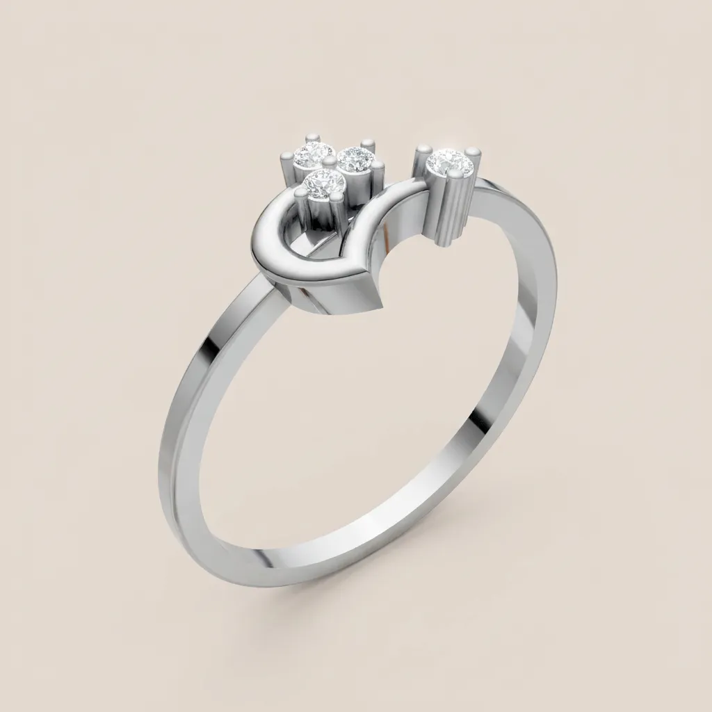 Diamond Heart Swirl Ring R00853 — 18K gold ring by RUT GOLD — view 3