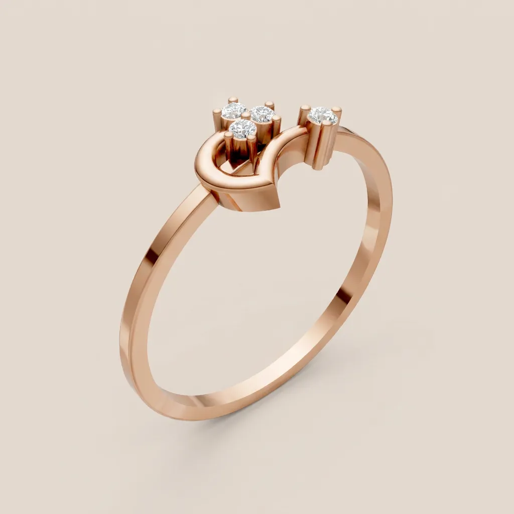 Diamond Heart Swirl Ring R00853 — 18K gold ring by RUT GOLD — view 4