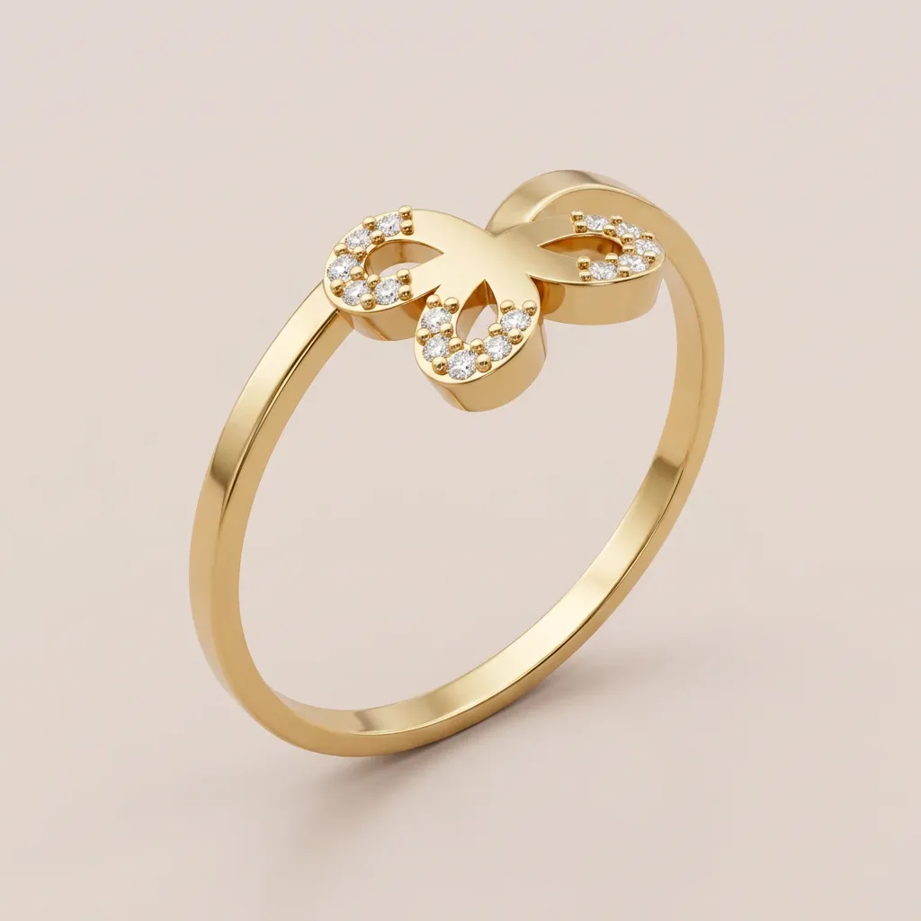 Pavé Diamond Butterfly Infinity Ring R00855 — 18K gold ring by RUT GOLD