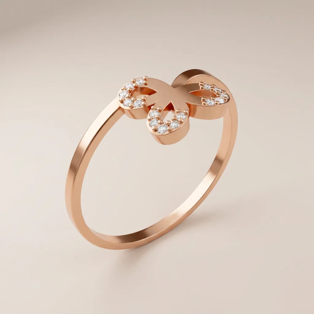 Pavé Diamond Butterfly Infinity Ring R00855 — 18K gold ring by RUT GOLD — view 4