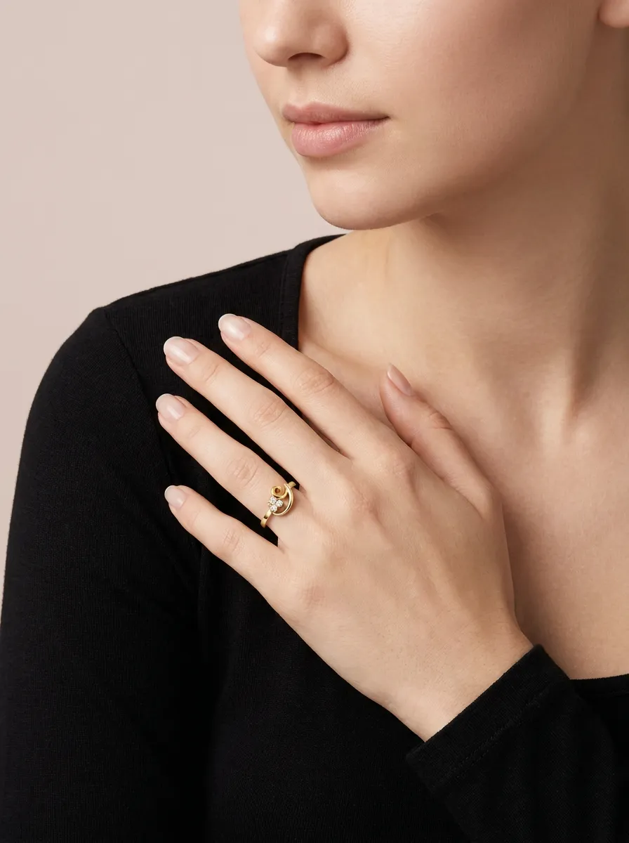 Diamond Scroll Swirl Ring R00856 — 18K gold ring by RUT GOLD — view 3