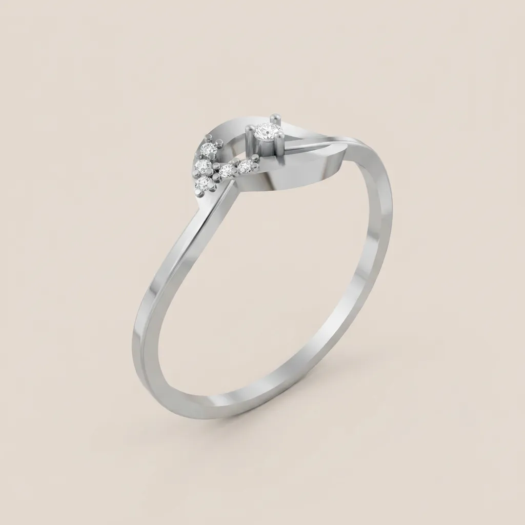 Pavé Diamond Swirl Wave Ring R00858 — 18K gold ring by RUT GOLD