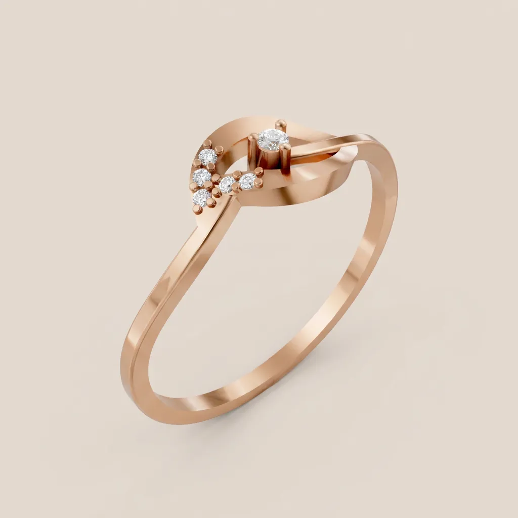 Pavé Diamond Swirl Wave Ring R00858 — 18K gold ring by RUT GOLD — view 5