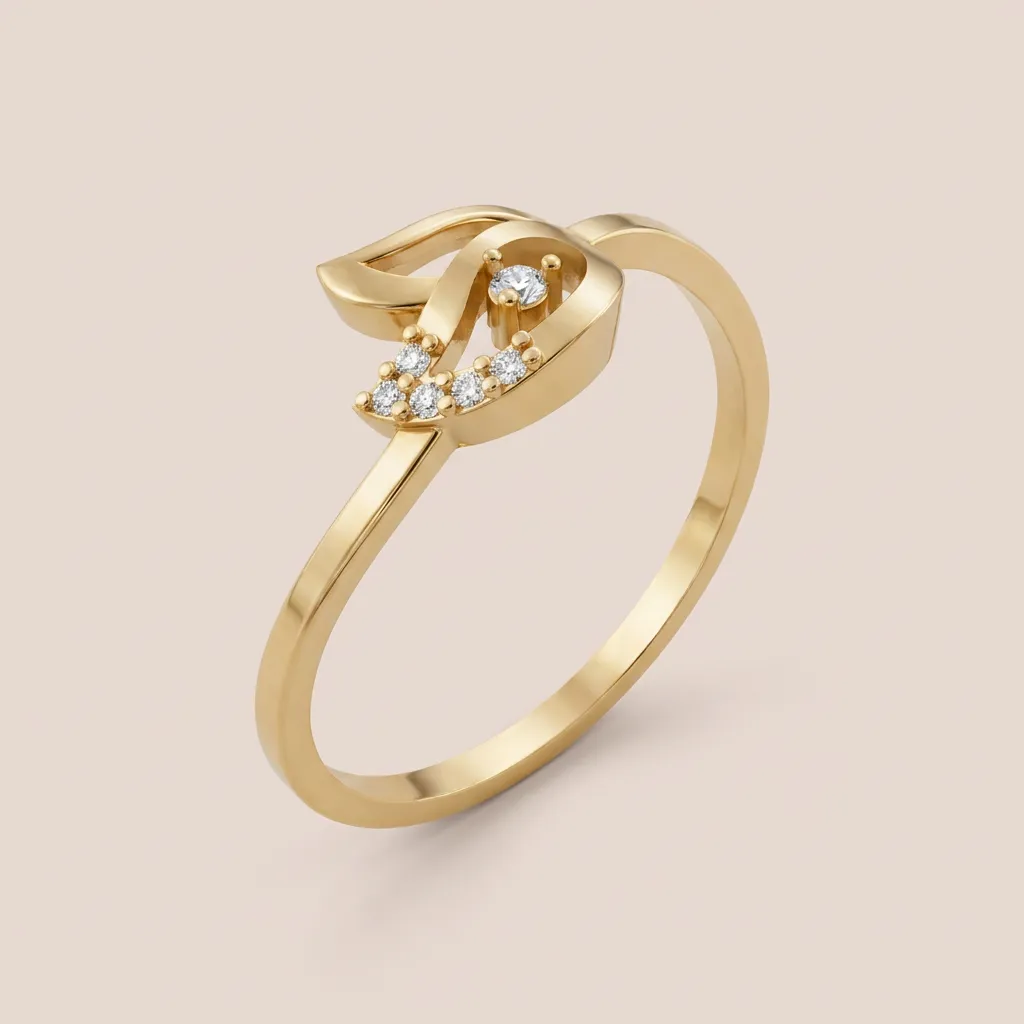 Pavé Diamond Swirl Bow Ring R00859 — 18K gold ring by RUT GOLD