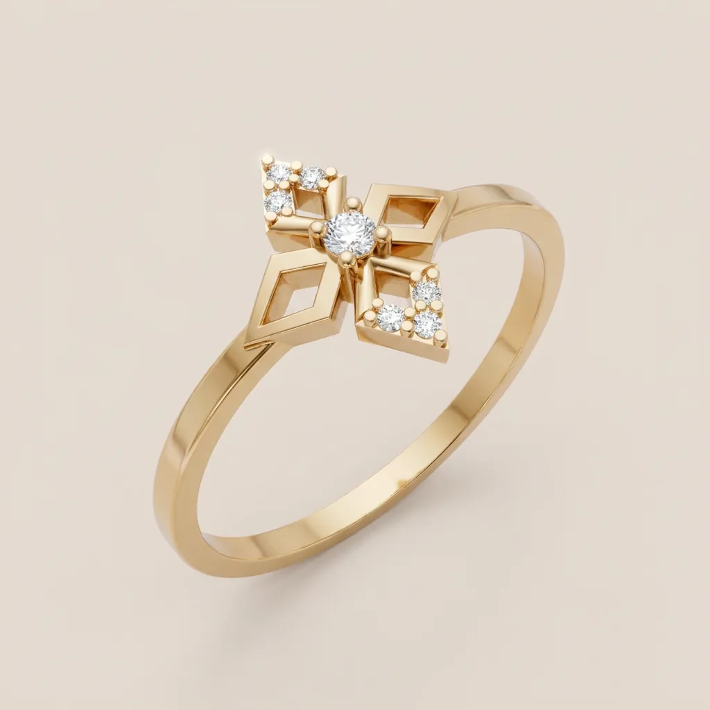 Diamond Compass Star Ring R00861 — 18K gold ring by RUT GOLD