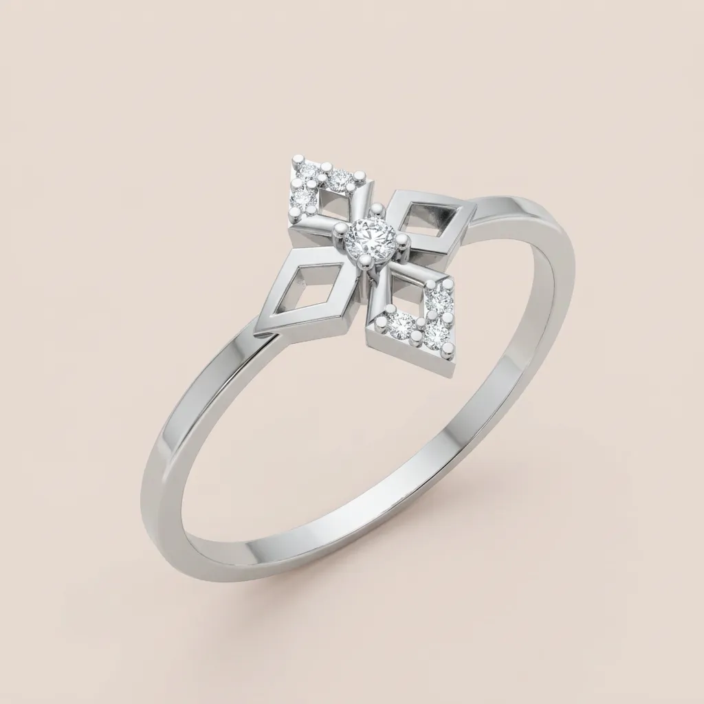 Diamond Compass Star Ring R00861 — 18K gold ring by RUT GOLD — view 4