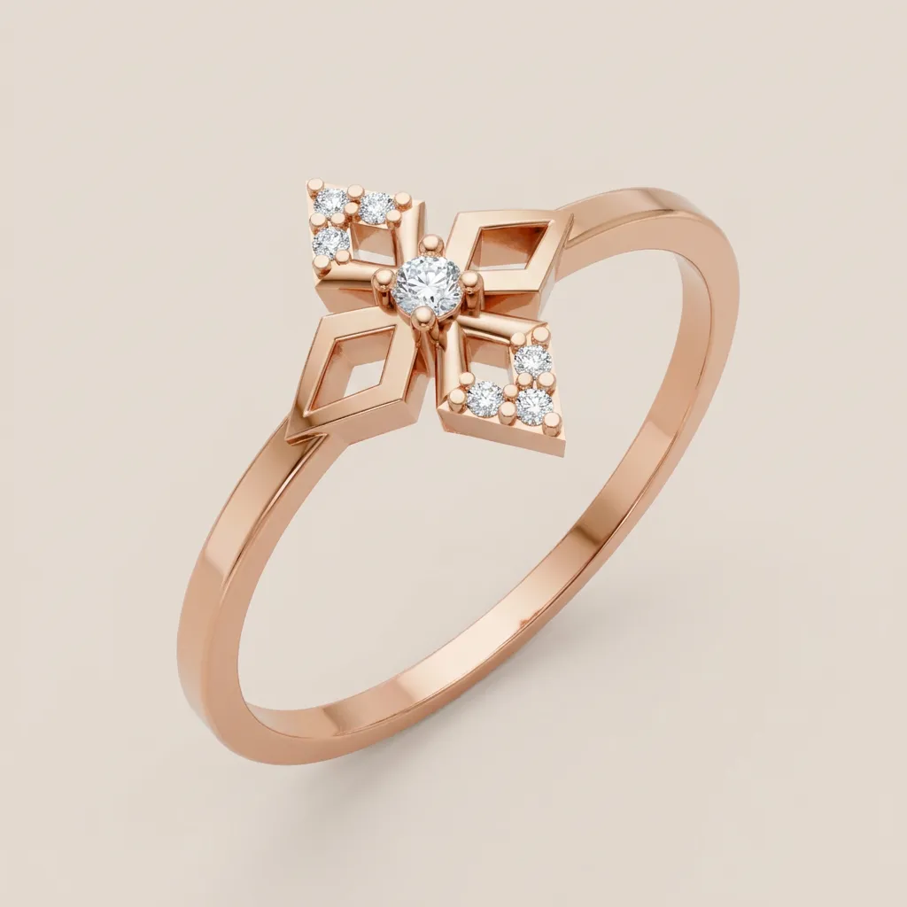 Diamond Compass Star Ring R00861 — 18K gold ring by RUT GOLD — view 5