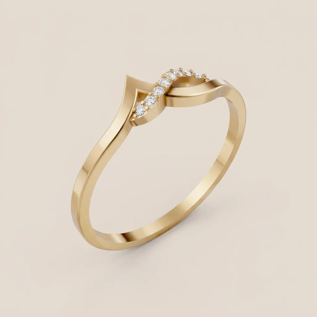 Pavé Diamond Wave Ring R00863 — 18K gold ring by RUT GOLD