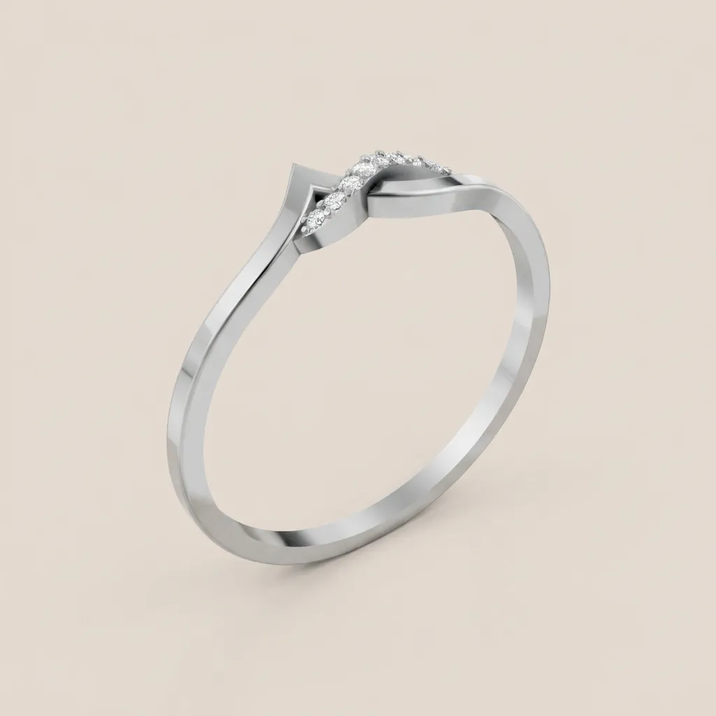 Pavé Diamond Wave Ring R00863 — 18K gold ring by RUT GOLD — view 4
