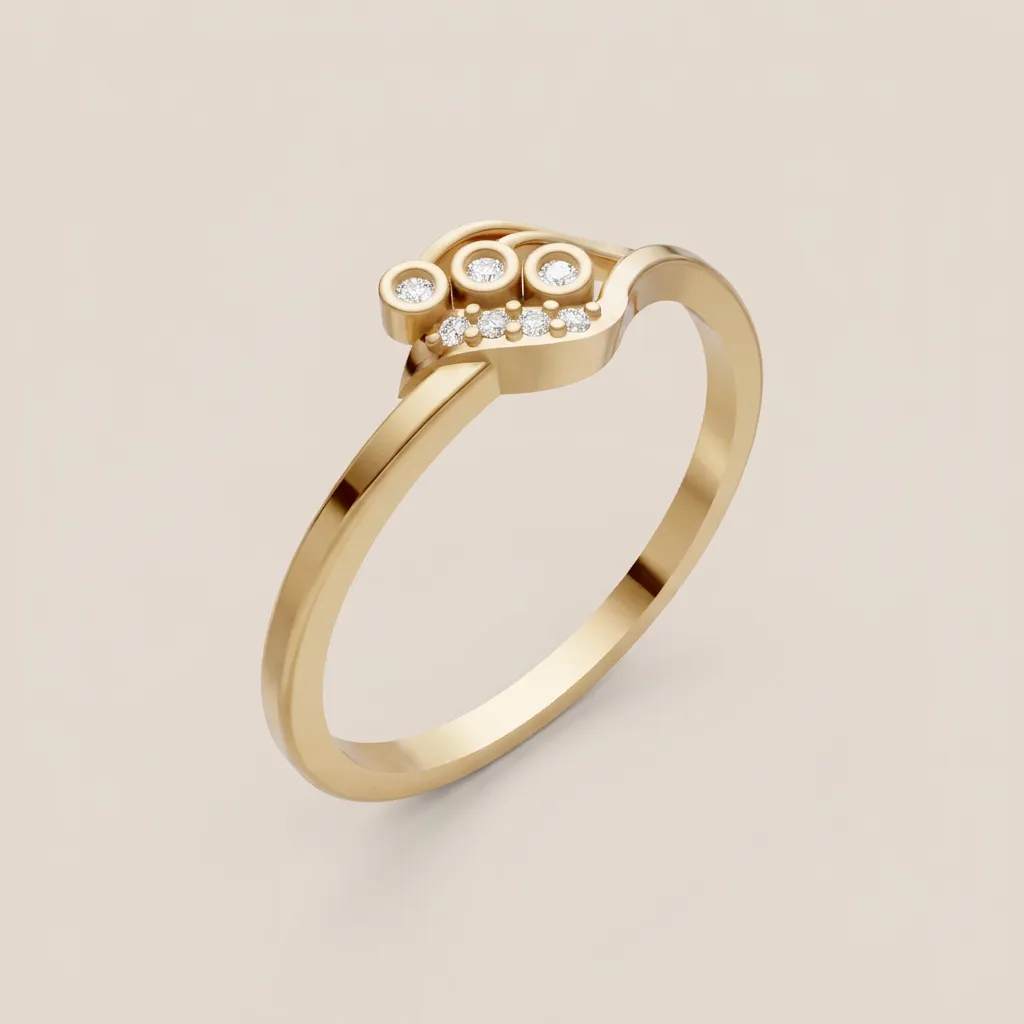 Three-Stone Bezel Diamond Ring R00864 — 18K gold ring by RUT GOLD