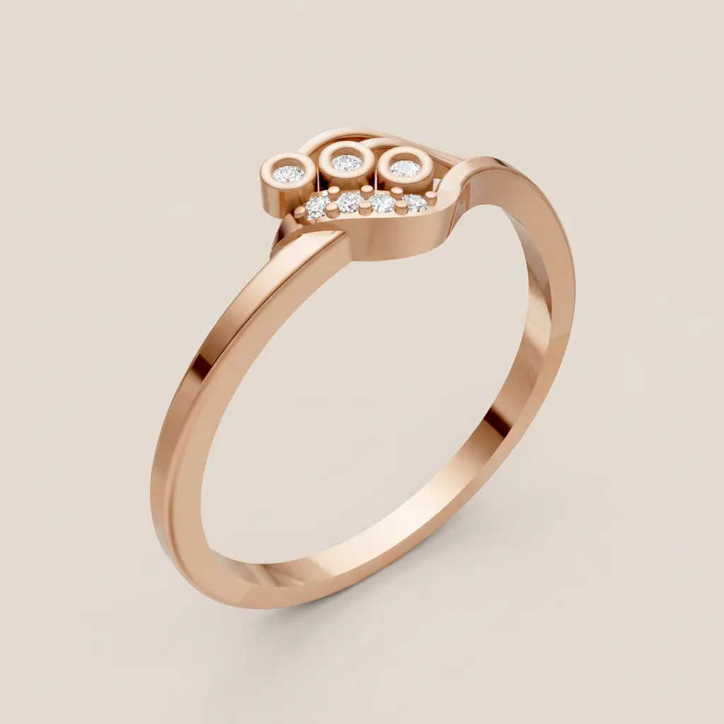 Three-Stone Bezel Diamond Ring R00864 — 18K gold ring by RUT GOLD — view 5