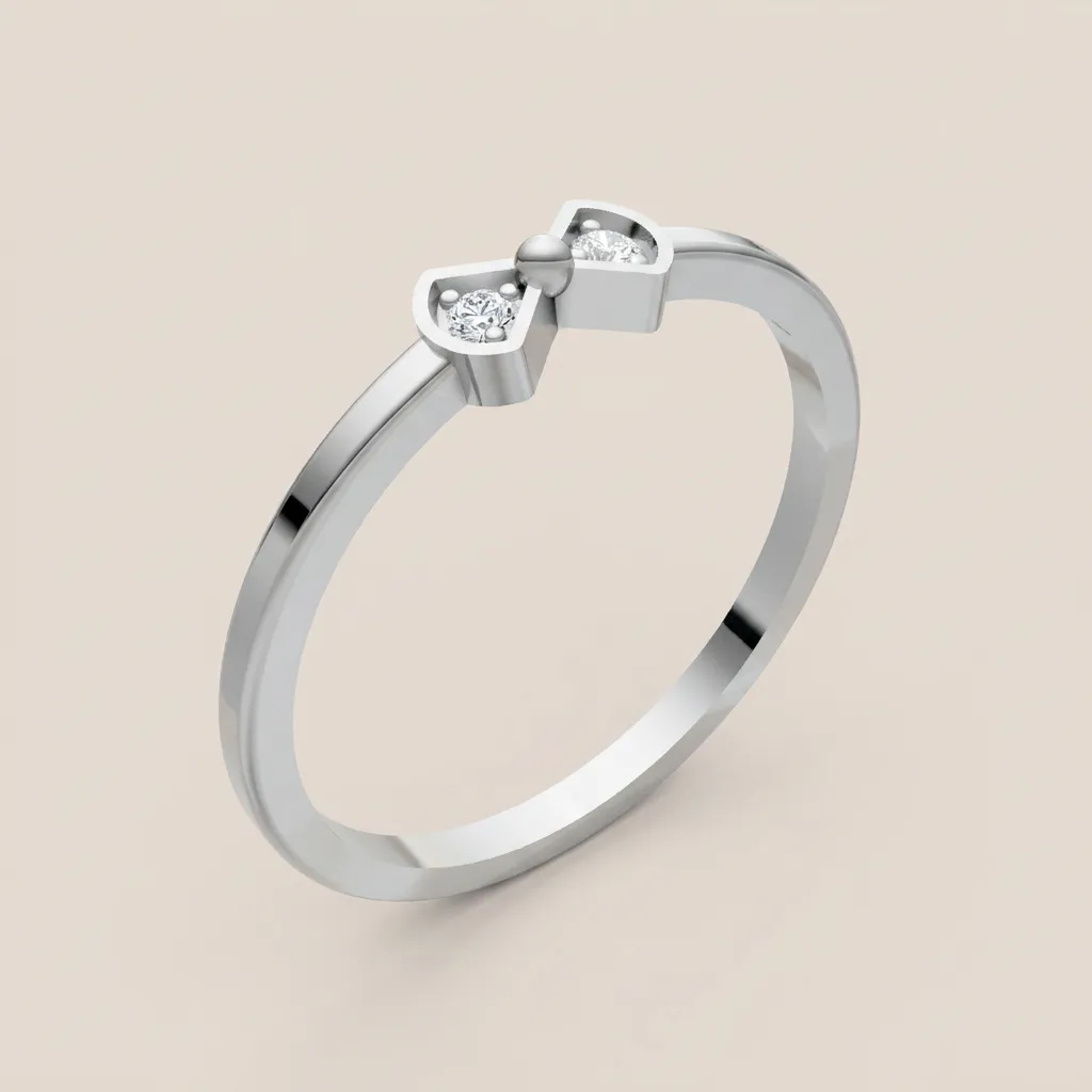 Diamond Double Heart Ring R00865 — 18K gold ring by RUT GOLD — view 4