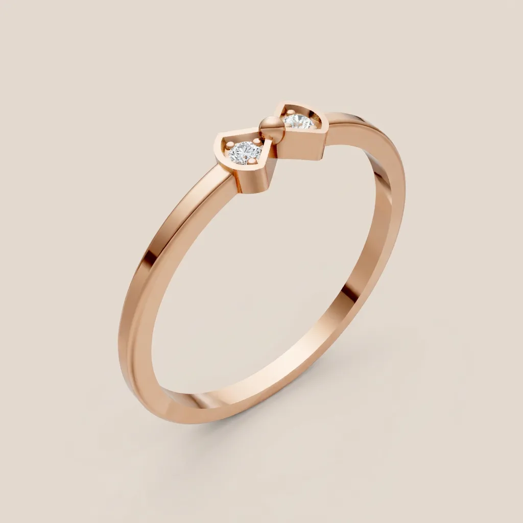 Diamond Double Heart Ring R00865 — 18K gold ring by RUT GOLD — view 5