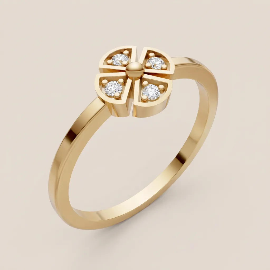 Diamond Quatrefoil Clover Ring R00866 — 18K gold ring by RUT GOLD