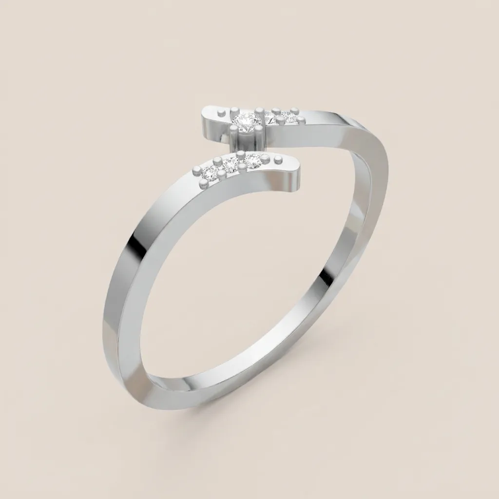 Pavé Diamond Bar Bypass Ring R00867 — 18K gold ring by RUT GOLD — view 3