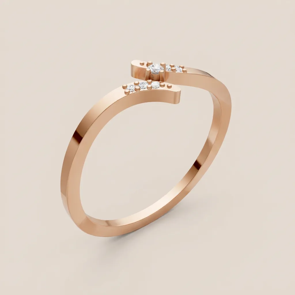 Pavé Diamond Bar Bypass Ring R00867 — 18K gold ring by RUT GOLD — view 4