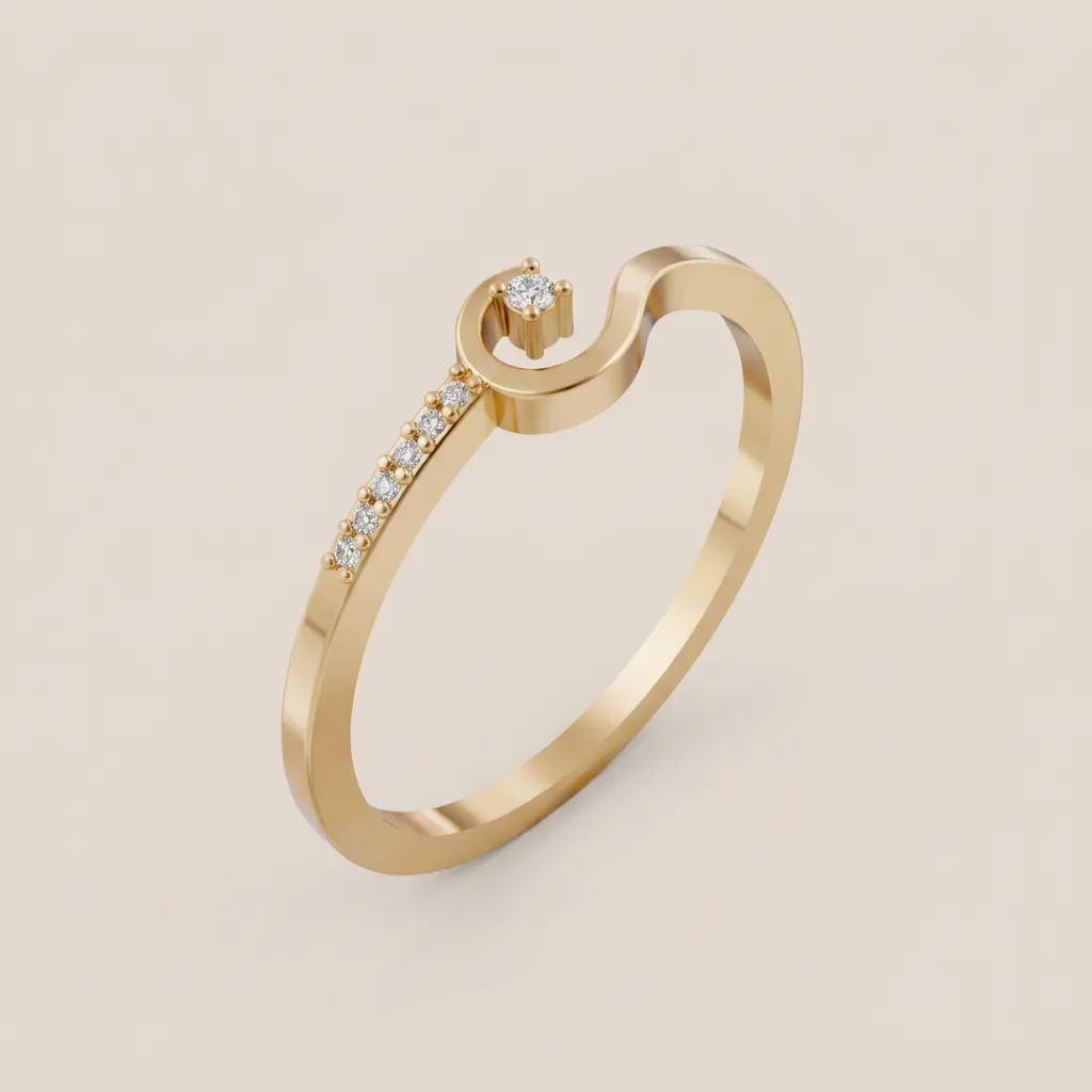 Pavé Diamond Curl Ring R00868 — 18K gold ring by RUT GOLD