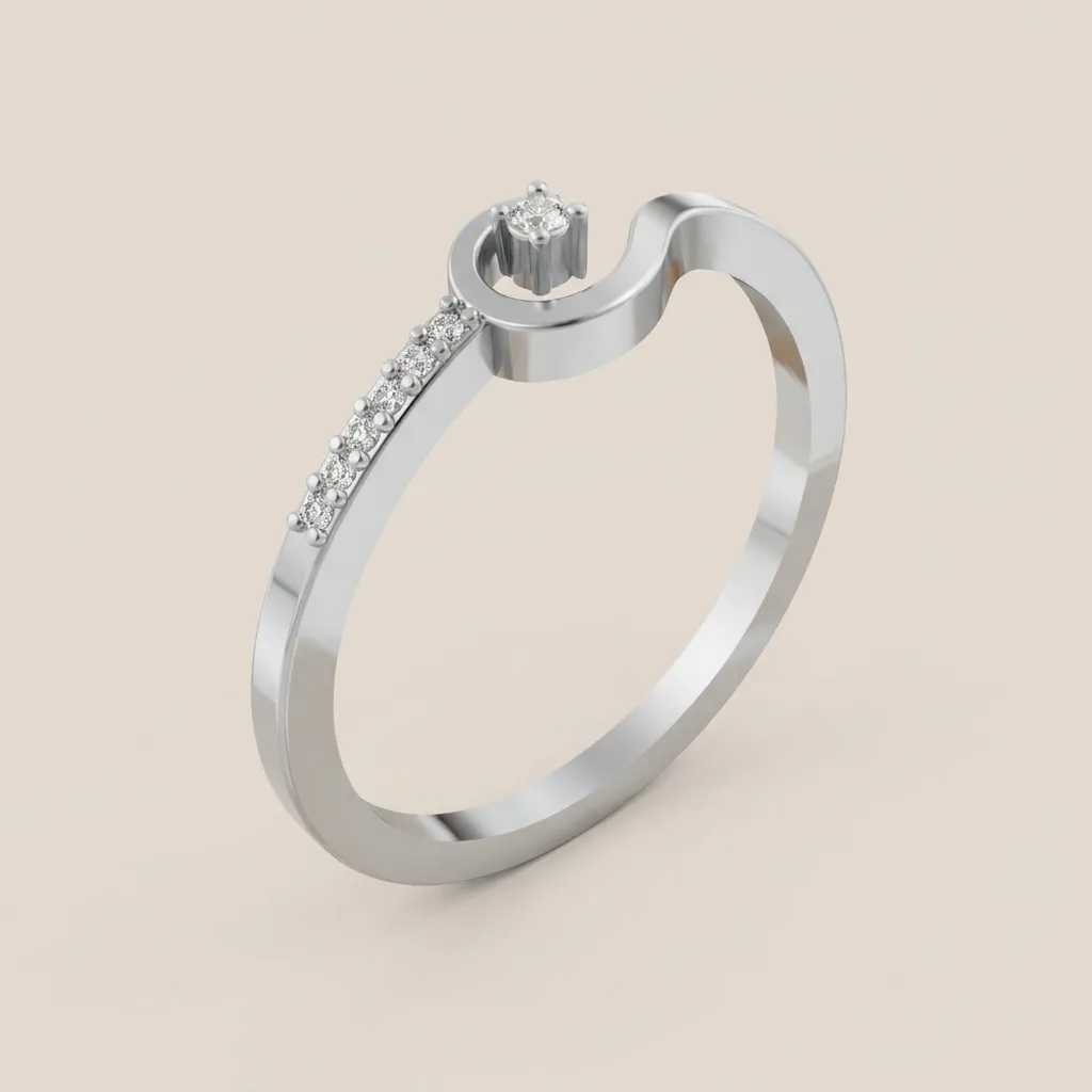 Pavé Diamond Curl Ring R00868 — 18K gold ring by RUT GOLD — view 4