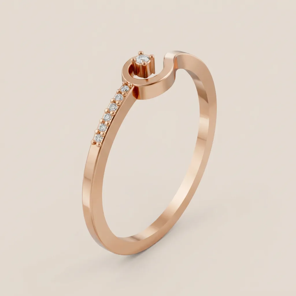 Pavé Diamond Curl Ring R00868 — 18K gold ring by RUT GOLD — view 5