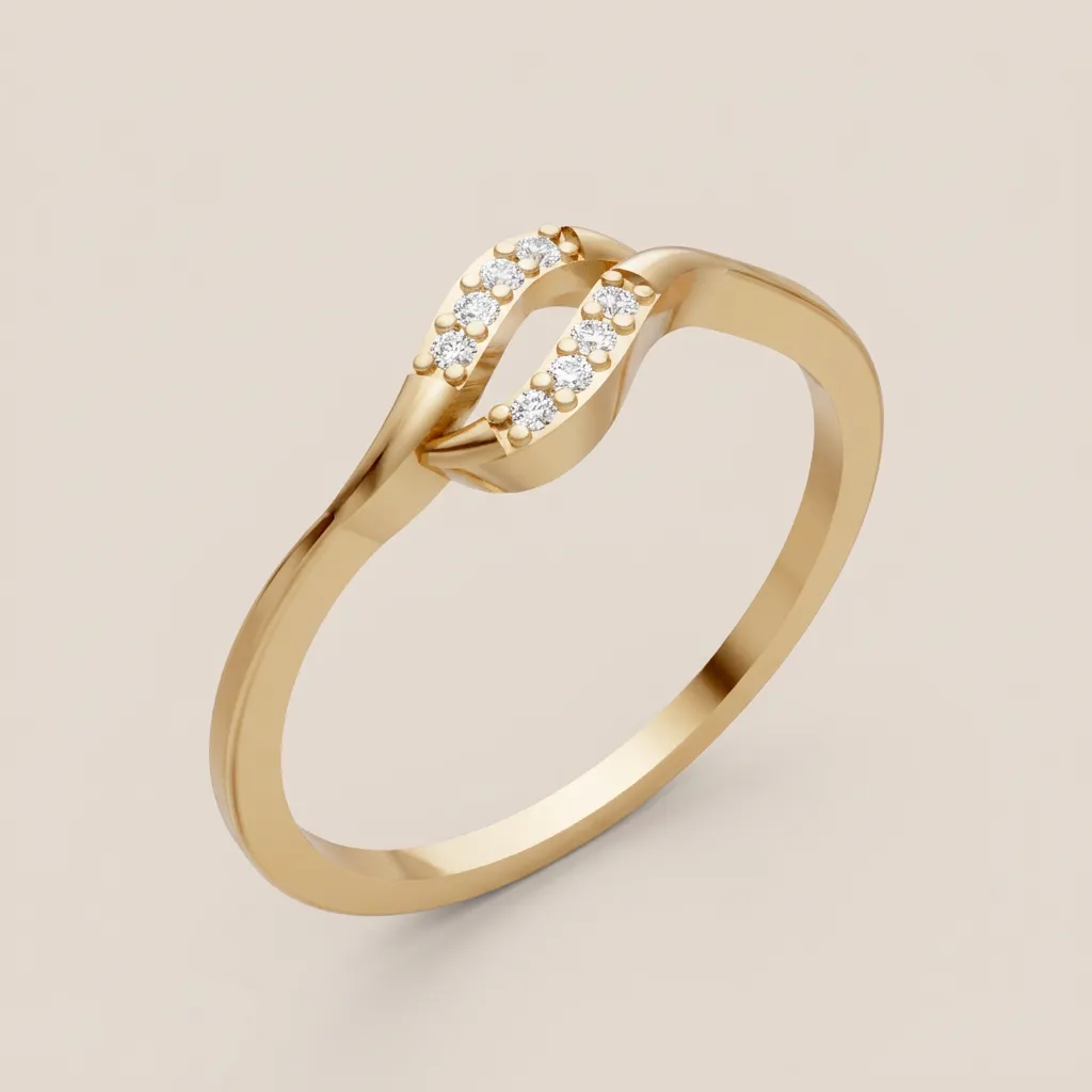 Pavé Diamond Leaf Crossover Ring R00870 — 18K gold ring by RUT GOLD