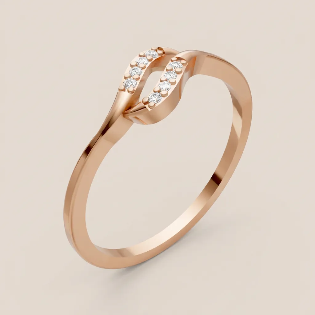 Pavé Diamond Leaf Crossover Ring R00870 — 18K gold ring by RUT GOLD — view 4