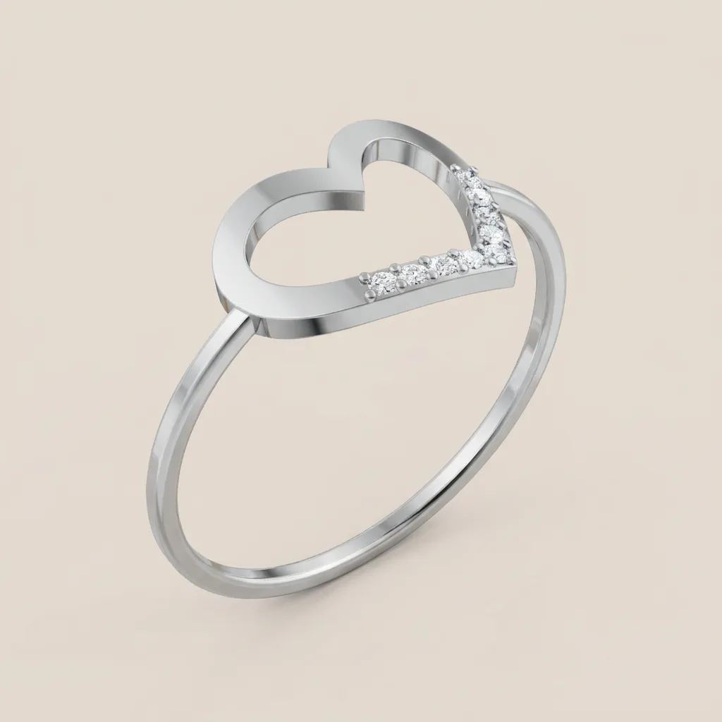 Diamond Open Heart Outline Ring R00872 — 18K gold ring by RUT GOLD — view 3