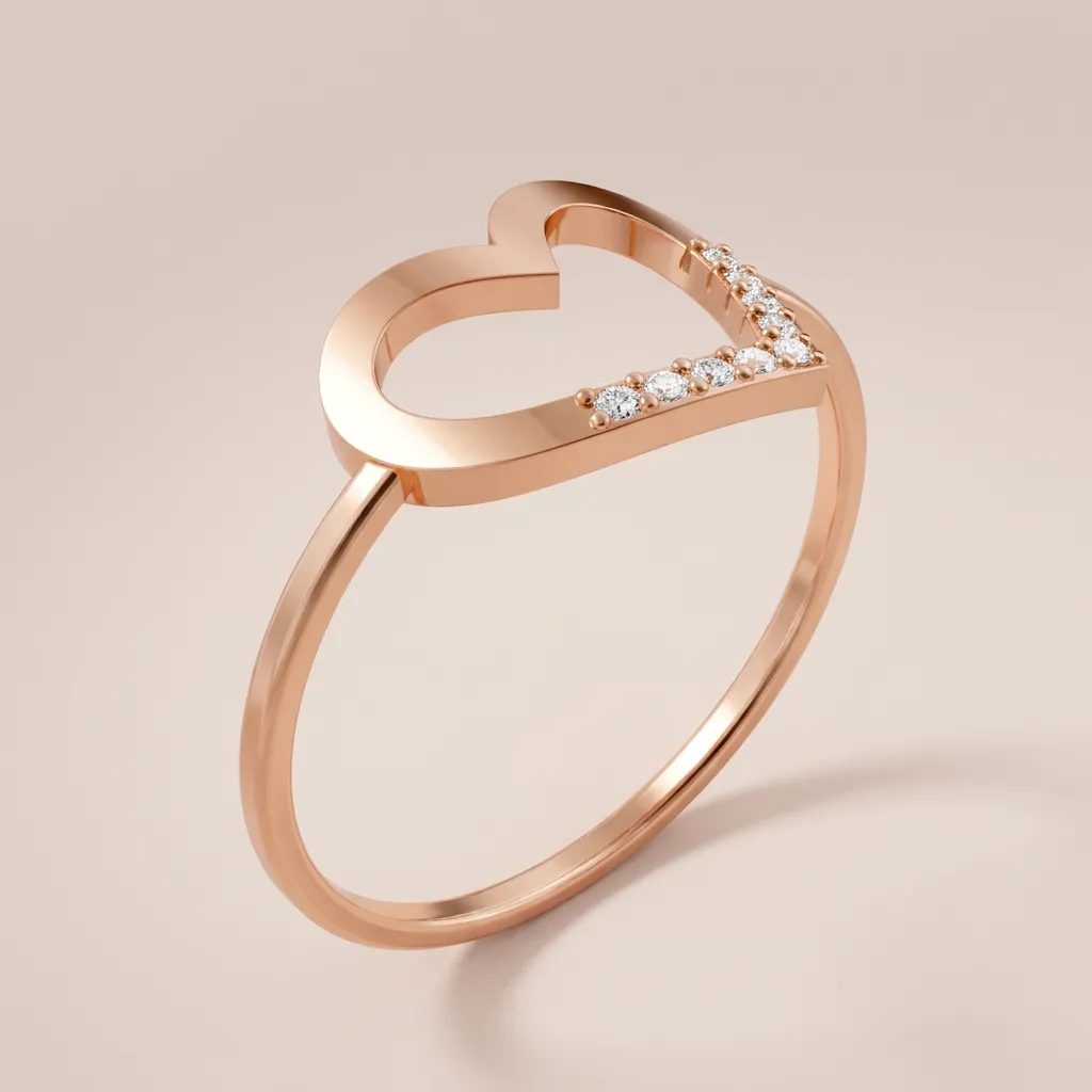 Diamond Open Heart Outline Ring R00872 — 18K gold ring by RUT GOLD — view 4