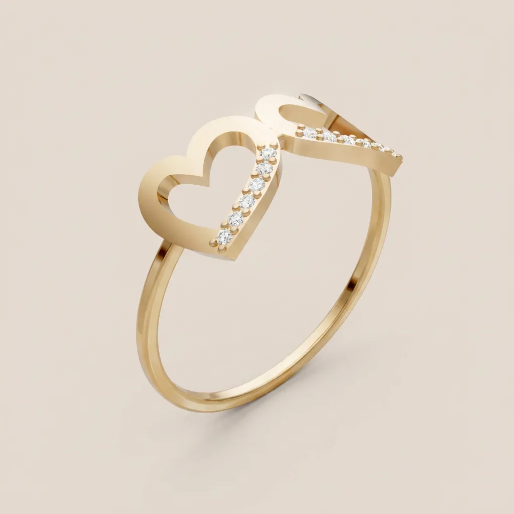 Pavé Diamond Heart Outline Ring R00874 — 18K gold ring by RUT GOLD