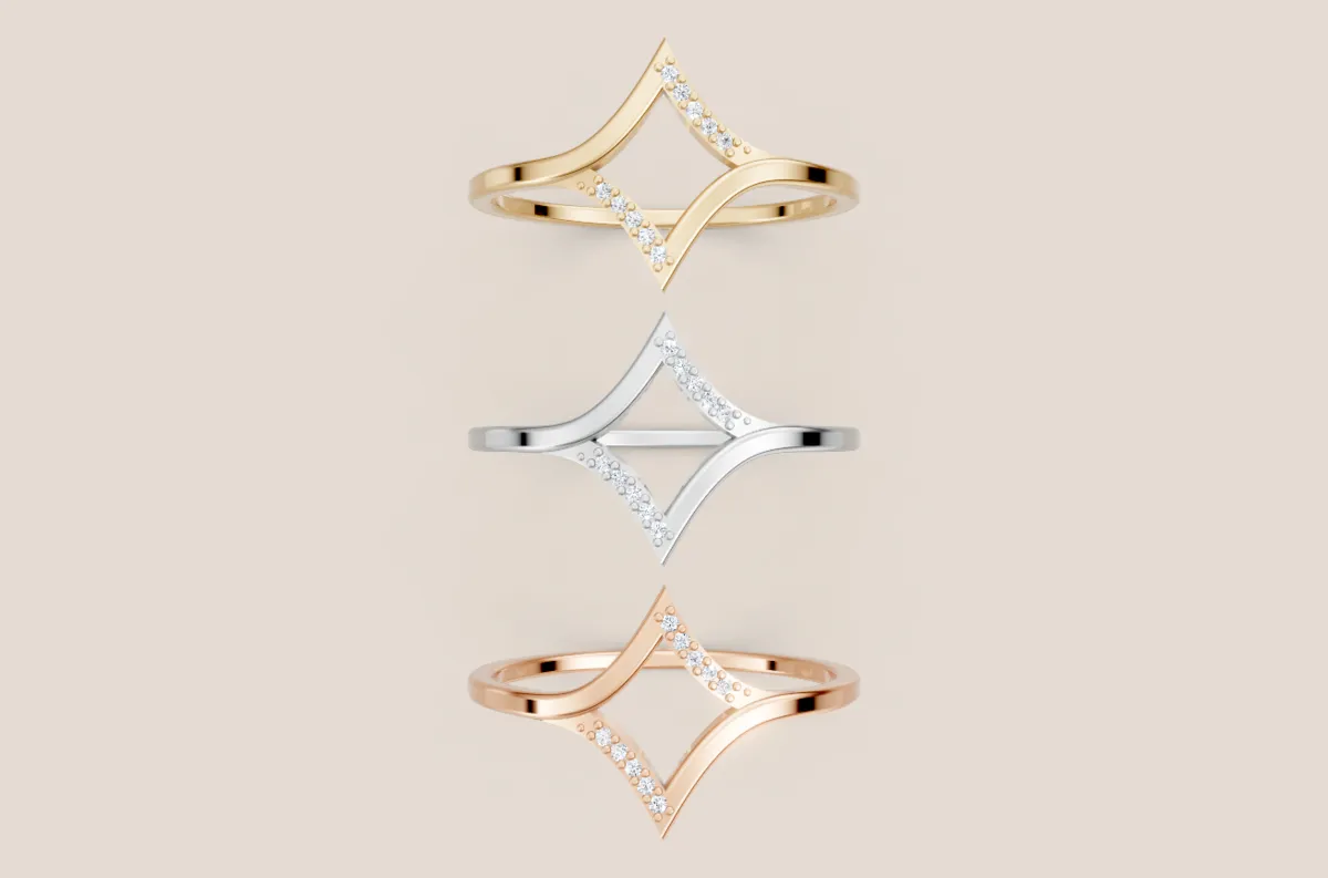 Diamond Geometric Pavé Open Ring R00875 — 18K gold ring by RUT GOLD — view 3