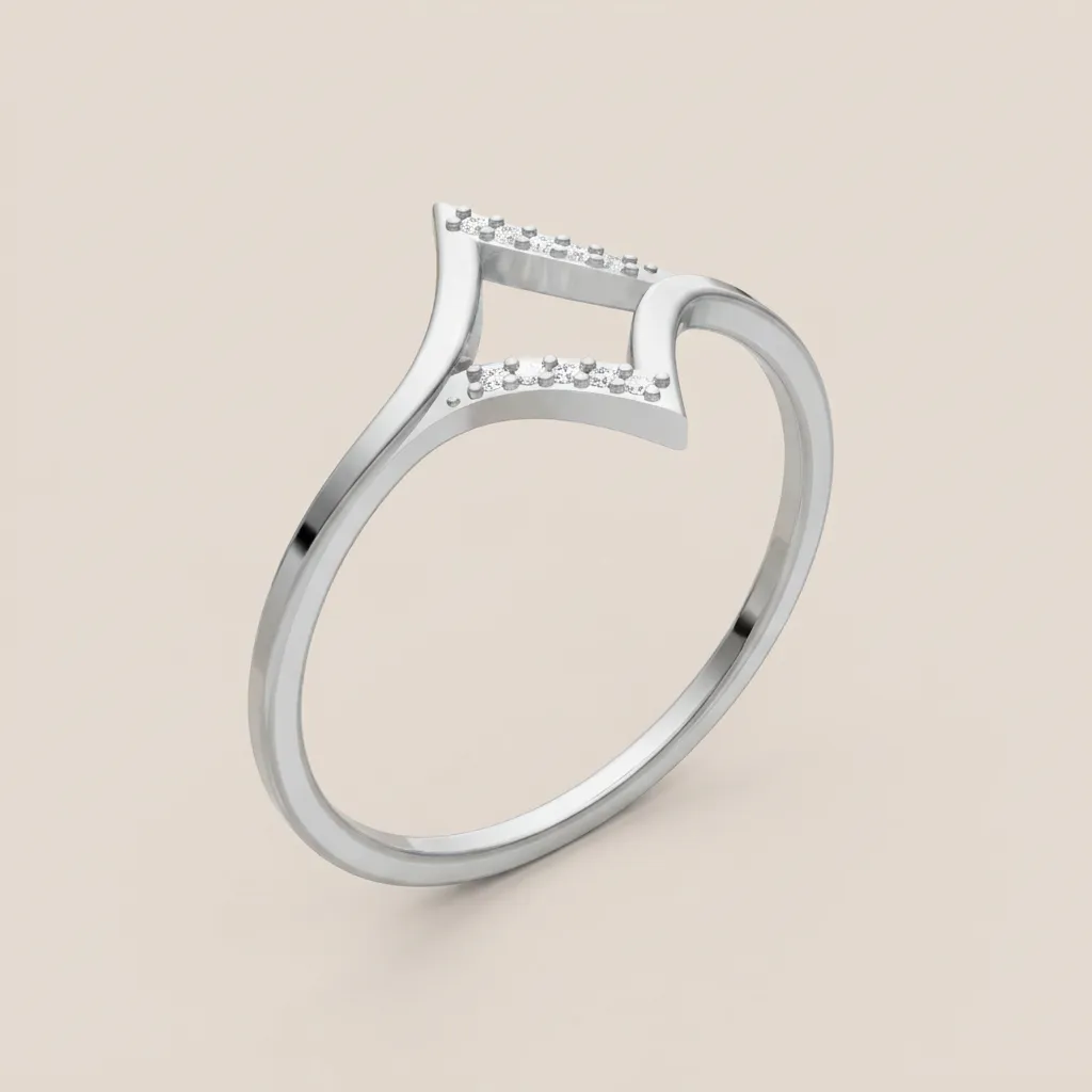Diamond Geometric Pavé Open Ring R00875 — 18K gold ring by RUT GOLD — view 5