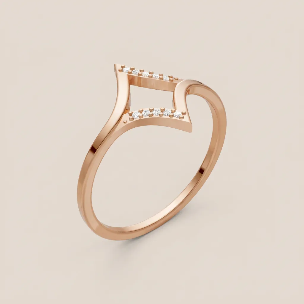 Diamond Geometric Pavé Open Ring R00875 — 18K gold ring by RUT GOLD — view 6