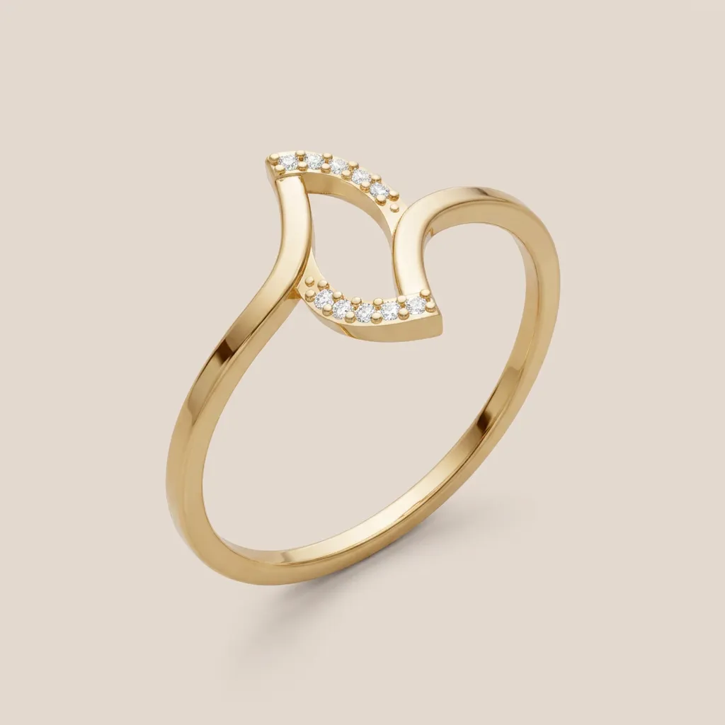 Pavé Diamond Open Wave Ring R00876 — 18K gold ring by RUT GOLD