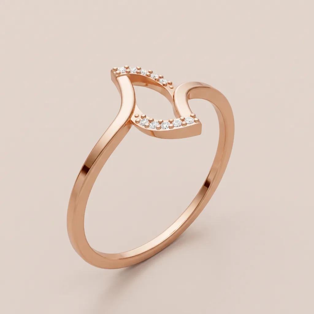 Pavé Diamond Open Wave Ring R00876 — 18K gold ring by RUT GOLD — view 5